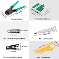 Miniatyrbilde 4 av 5: Nettverk Ethernet LAN RJ45 Cat5e Cat6 Kabeltester Krimpverktøy Sett