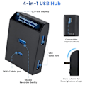 Miniatyrbild 3 av 11: Handskfack Dataöverföringsadapter 4 I 1 Spelkonsol USB-splitter För Y