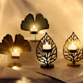 Miniatyrbild 3 av 11: Nordic Ljusstake Smidesjärn Ljusstake Creative Leaf Kandelaber Desktop Ornament Vardagsrum Sovrum Restaurang Gold A