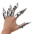 Miniatyrbild 2 av 11: Gotisk Punk Svart Skelett Full Finger Ringar Justerbar Metall Finger Klo A