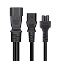 Miniatyrbild 4 av 6: 3-stifts IEC320-C14 hankontakt till IEC320-C13+C5 adaptersladd hona Y-splitter Power omvandlare