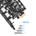 Miniatyrbild 5 av 7: PCI-e USB3.0-kort 7 portar Typ C (2) Typ A (5) med FL1100-chip utan extra power för stationär dator