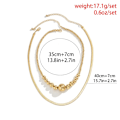 Miniatyrbillede 2 af 8: Metal Snake Bone Chain Halskæde Rund Bead Chain Halskæder GULD Gold