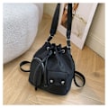 Miniatyrbillede 9 af 10: Snøre Bucket Bag Nylon Skuldertasker SORT black