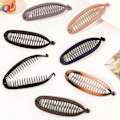 Miniatyrbillede 8 af 10: Fiskeformet hårnåle Hestehale Bananhårklemme SORT GLAT Black Smooth-Smooth