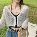 Miniatyrbillede 9 af 10: Strikket cardigan Løst Damesjal HVID White