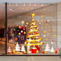 Miniatyrbillede 6 af 6: Jul statiske klistermærker Guld Xmas Tree Snoeflake Stars Decal