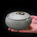 Miniatyrbillede 4 af 8: Keramisk askebæger med låg Luksus askebæger SORT black