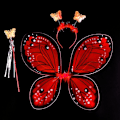 Pikkukuva 1 / 10: Lasten pukurekvisiitta Butterfly Wings setit PUNAINEN 3 KPL/ SET Red 3Pcs/set-3Pcs/set