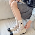 Miniatyrbillede 4 af 10: Love Broderi Lolita Strømper Tynde Dame Sokker SORT SORT Black
