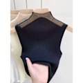 Miniatyrbilde 1 av 8: Mesh Strikket Topp Halvhalsvest SVART Black