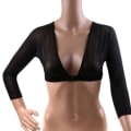 Miniatyrbilde 1 av 9: Mesh bryststøtte Topp Navleeksponert Langermet SORT XL Black XL