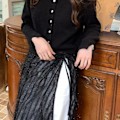Miniatyrbillede 1 af 7: Lace Layered Gaze Nederdel Kvast Nederdele SORT Black