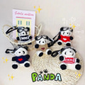 Miniatyrbillede 9 af 10: Panda Doll Nøgleringe Panda Pilot Pendant C C C