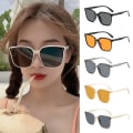 Miniatyrbild 7 av 10: Square Ram Solglasögon Beach Sunshade SVART-ORANGE SVART-ORANGE Black-Orange