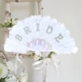 Miniatyrbillede 5 af 6: Bride Feather Fan Brude Fan Feather Hand Fan