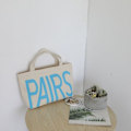 Miniatyrbillede 8 af 10: Canvas Shopping Tote Bag Opbevaringstaske Letter Canvas Bag