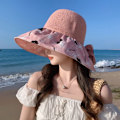 Miniatyrbillede 2 af 7: Foldbar solskærm Hat Print Sløjfe Fisherman Hat SORT black