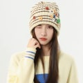 Miniatyrbillede 10 af 10: Strikket Hue Beanie Caps HVID SORT HVID SORT white black