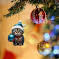 Miniatyrbild 5 av 8: Julhatt Katthänge Katt Julgransprydnad 2 2 2