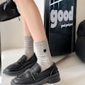 Miniatyrbillede 5 af 10: Love Broderi Lolita Strømper Tynde Dame Sokker SORT SORT Black