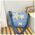 Miniatyrbillede 5 af 10: Star Pattern Messenger Bag Casual Skuldertaske SORT Black