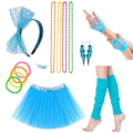 Pikkukuva 3 / 10: 80-luvun Fancy Mekko- set Naisten Set SININEN Blue