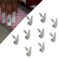Miniatyrbild 5 av 6: Nail art Kanin Nagelsmycken SILVER Silver