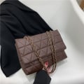 Pikkukuva 3 / 10: Kirjonta Ruudullinen läppälaukku PU-nahka Crossbody Laukut COFFEE coffee