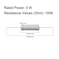 Miniatyrbillede 2 af 5: 100K Ohm modstand 5W 5% Tolerance 10PCS 10PCS 10pcs