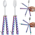 Miniatyrbillede 4 af 10: Butterfly Folding Spoon Gaffel Balisong Træningsværktøj FORK FORK fork
