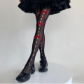 Miniatyrbilde 3 av 10: Bowknot Blondestrømper Netting Nettingstrømper SVART-RØD Black-Red