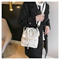 Miniatyrbillede 3 af 10: Snøre Bucket Bag Nylon Skuldertasker SORT black
