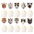 Miniatyrbillede 9 af 9: Crown Dog Cat Cake Topper Party Cupcake Toppers CAT CAT Cat