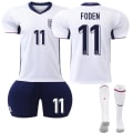 Miniatyrbilde 1 av 2: UEFA Euro 2024 England Hjemme Fotballdrakt Barn Nr. 11 Foden 16