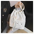 Miniatyrbillede 10 af 10: Snøre Bucket Bag Nylon Skuldertasker SORT black