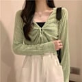 Pikkukuva 2 / 10: Aurinkosuoja Crop Knit Cardigan Ohut neuletakki KHAKI Khaki