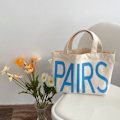 Miniatyrbillede 1 af 10: Canvas Shopping Tote Bag Opbevaringstaske Letter Canvas Bag