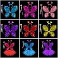 Pikkukuva 5 / 10: Lasten pukurekvisiitta Butterfly Wings setit PUNAINEN 3 KPL/ SET Red 3Pcs/set-3Pcs/set