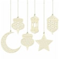 Miniatyrbilde 5 av 7: Eid Mubarak Tredekorasjon Hengepynt Måne Stjerner Lanterne