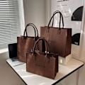 Miniatyrbilde 6 av 10: 1 Stk Filt Skulderveske Messenger Bag KHAKI LARGE KHAKI LARGE khaki large