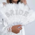 Miniatyrbillede 4 af 6: Bride Feather Fan Brude Fan Feather Hand Fan