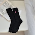 Miniatyrbillede 1 af 10: Love Broderi Lolita Strømper Tynde Dame Sokker SORT SORT Black