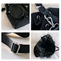 Miniatyrbillede 2 af 10: Snøre Bucket Bag Nylon Skuldertasker SORT black