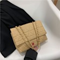 Miniatyrbillede 1 af 10: Broderi Plaid Flap Taske PU Læder Crossbody Tasker KHAKI khaki