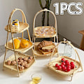 Pikkukuva 2 / 10: 1 kpl bambusta kudottu kori Säilytyskori 2 KERROSTA - NELIÖ 2 2 Layers - Square