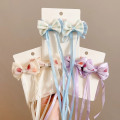 Miniatyrbild 6 av 10: 2st Bow Ribbon Hårklämma Tofs Streamer Hårnålar ROSA MESH pink mesh-mesh