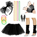 Pikkukuva 1 / 10: 80-luvun Fancy Dress Accessories Set Naisten Set MUSTA Black