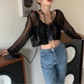 Miniatyrbillede 1 af 10: Strikket cardigan løst damesjal SORT Black