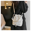 Miniatyrbillede 7 af 10: Snøre Bucket Bag Nylon Skuldertasker SORT black